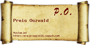 Preis Oszvald névjegykártya